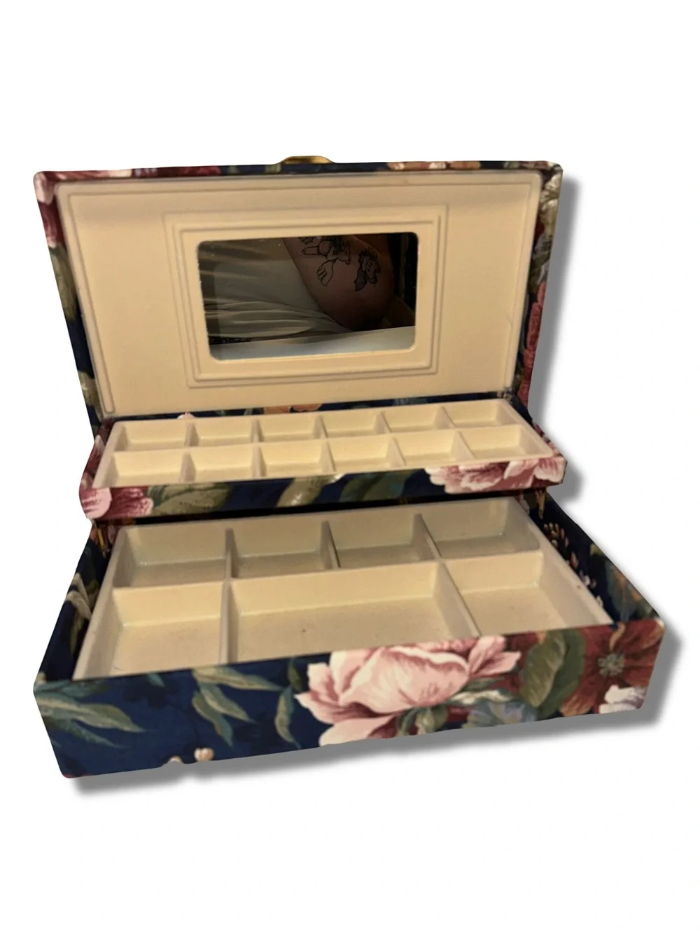 Vtg Floral Jewelry Box